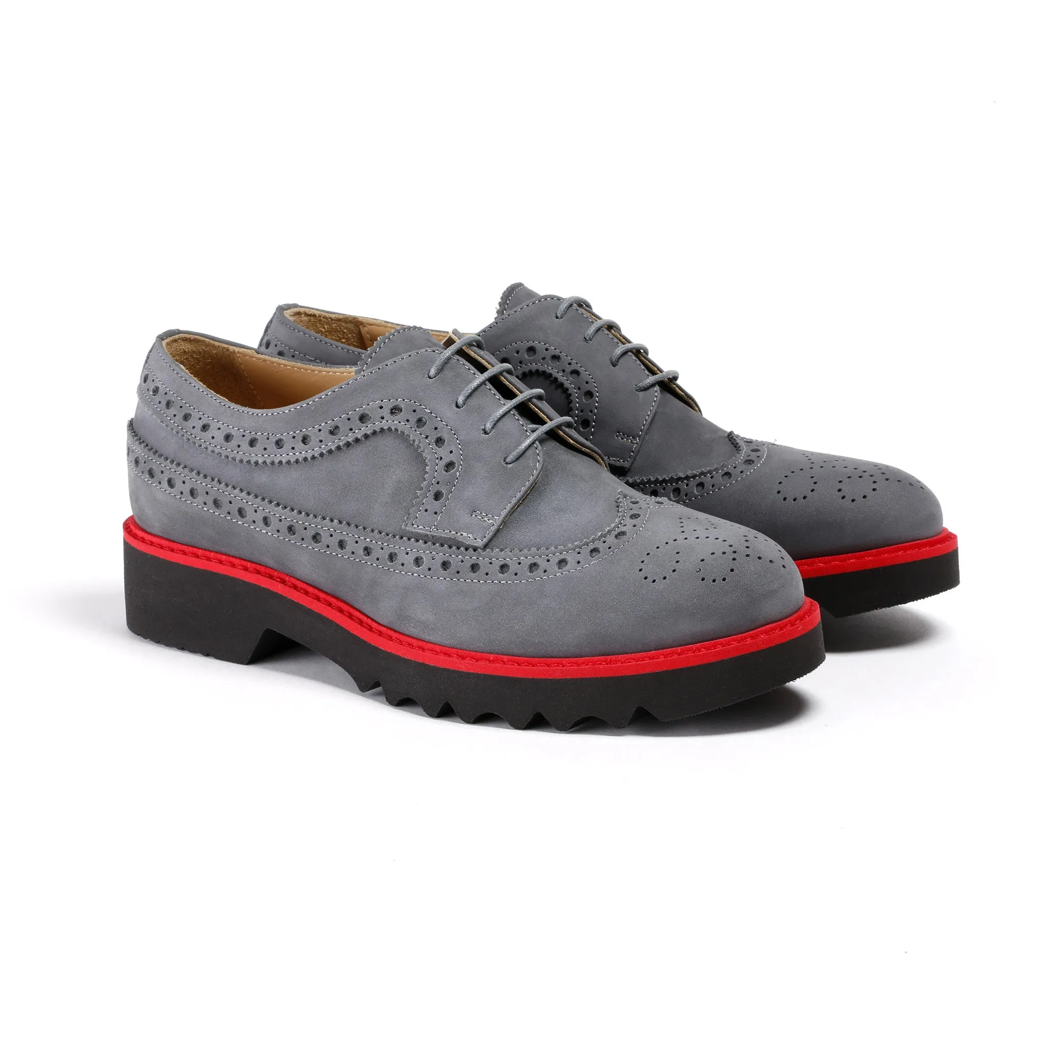 2017 Women's Grey & Red Brogue Wingtip