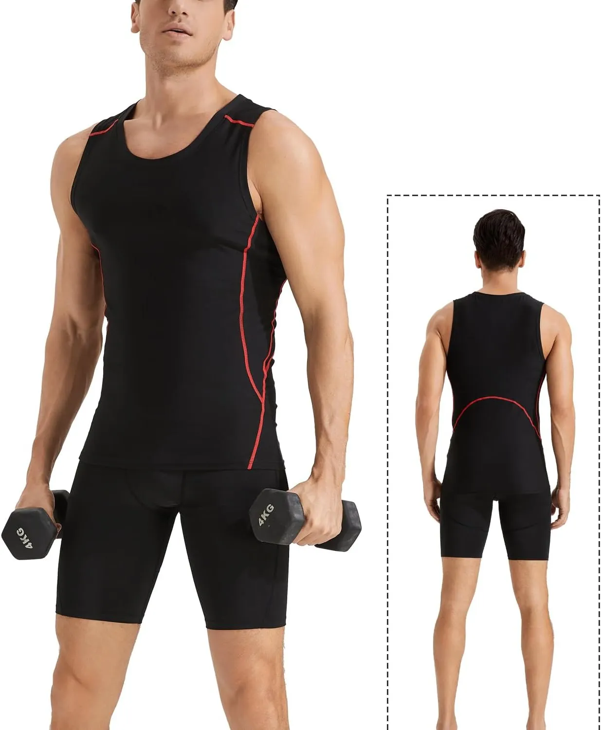 5 Pack Men's Athletic Compression Shirts Sleeveless Tank Top Running Basketball Workout Base Layer