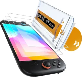 Auarte 3 Pack Screen Protector for Switch 2 Console (2025) with Auto Alignment Frame, Tempered Glass for Nintendo Switch 2 Screen Protector [Military-grade Shockproof], 7.9 inch Clear