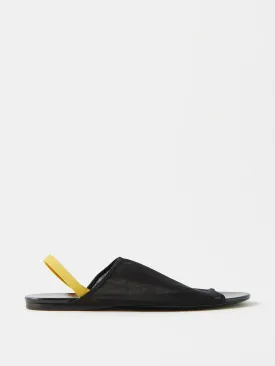 Black mesh slingbacks