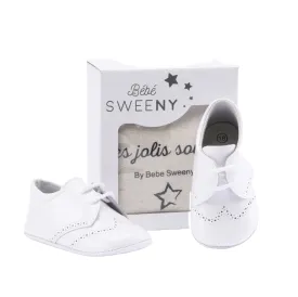 Boys White Patent Leather Pre-walker Lace Shoes