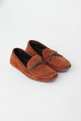 Brown Suede Intrecciato Driving Loafer