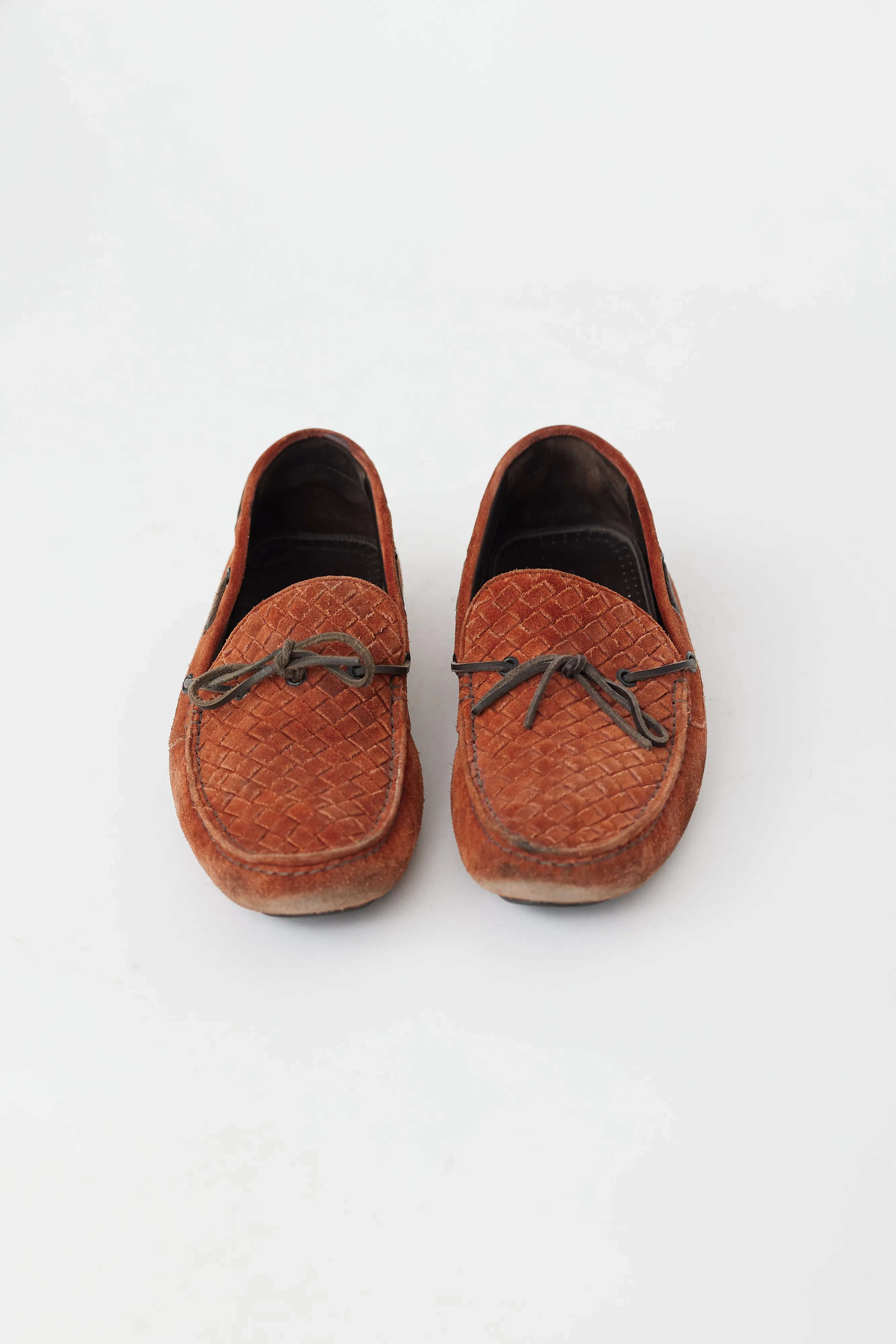 Brown Suede Intrecciato Driving Loafer
