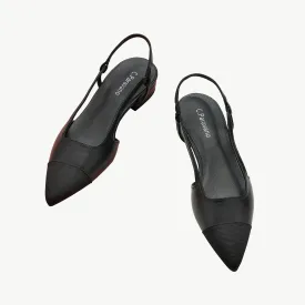 Cap-Toe Slingback Flats (Freya) Black