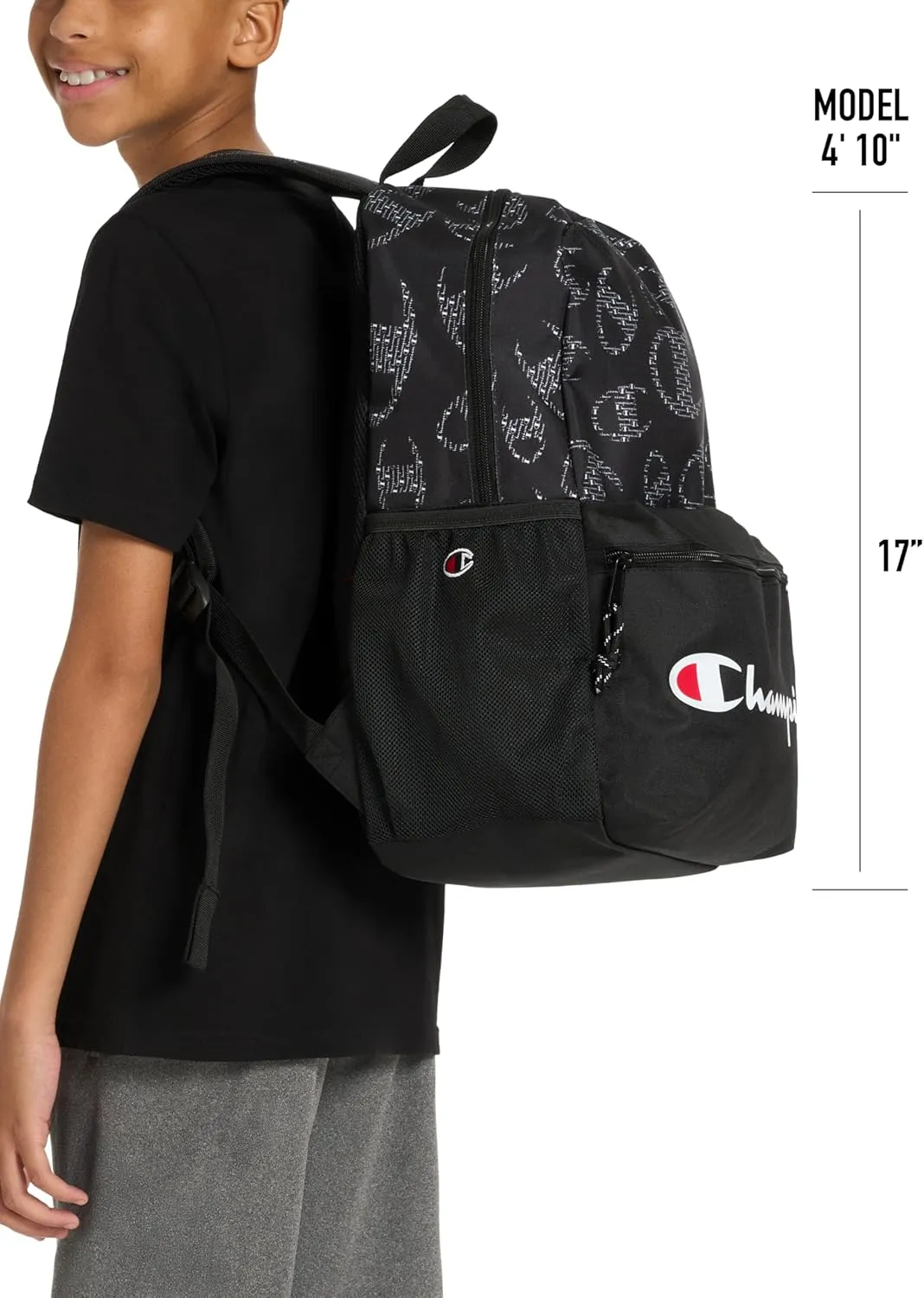 Champion Merit Backpack, Black/Grey, One Size