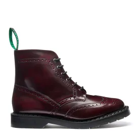 Cherry Red Rub Off Vegan 6 Eye Derby Brogue Boot