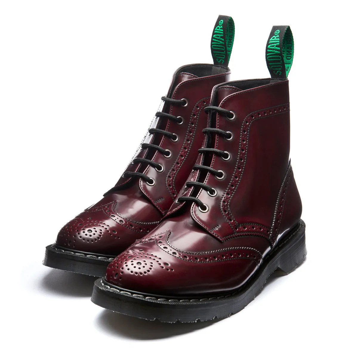 Cherry Red Rub Off Vegan 6 Eye Derby Brogue Boot