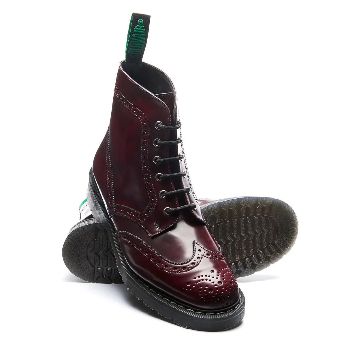 Cherry Red Rub Off Vegan 6 Eye Derby Brogue Boot