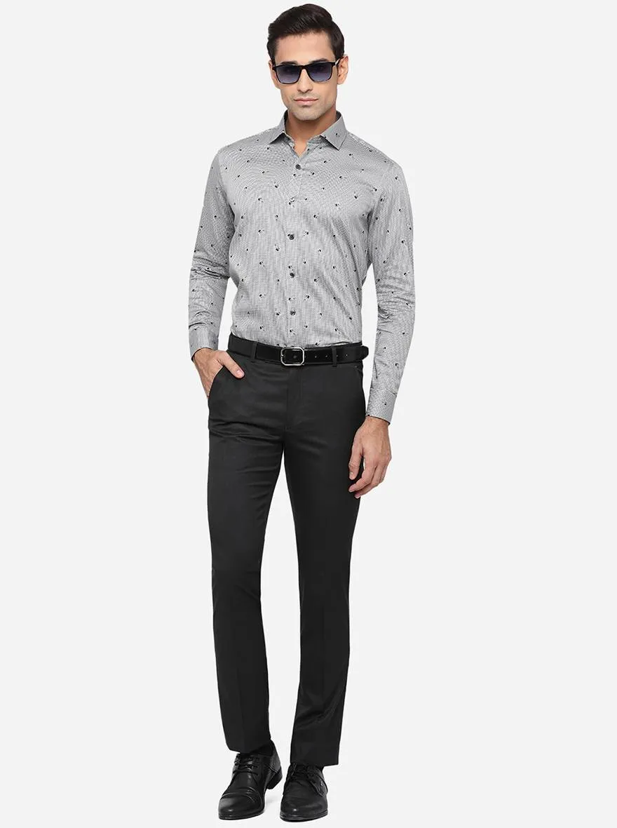 Cigarette Grey Solid Slim Fit Formal Trouser | Greenfibre