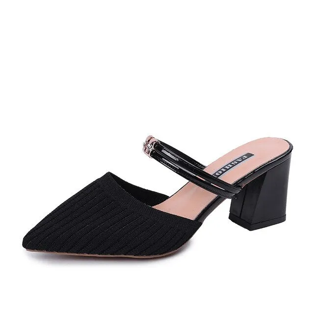 Close To Me Rhinestone Mules Shoes