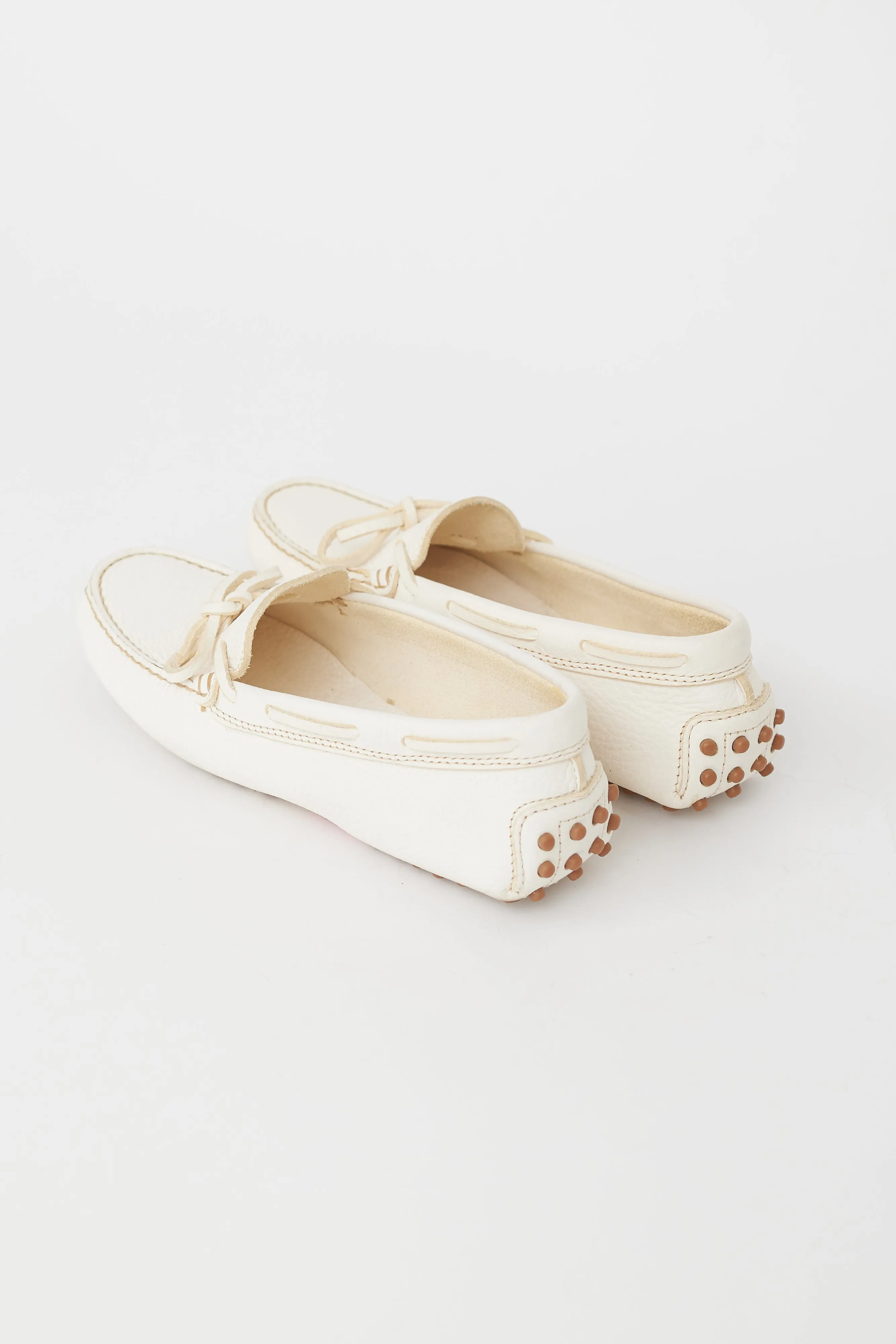 Cream Leather Driving Loafer