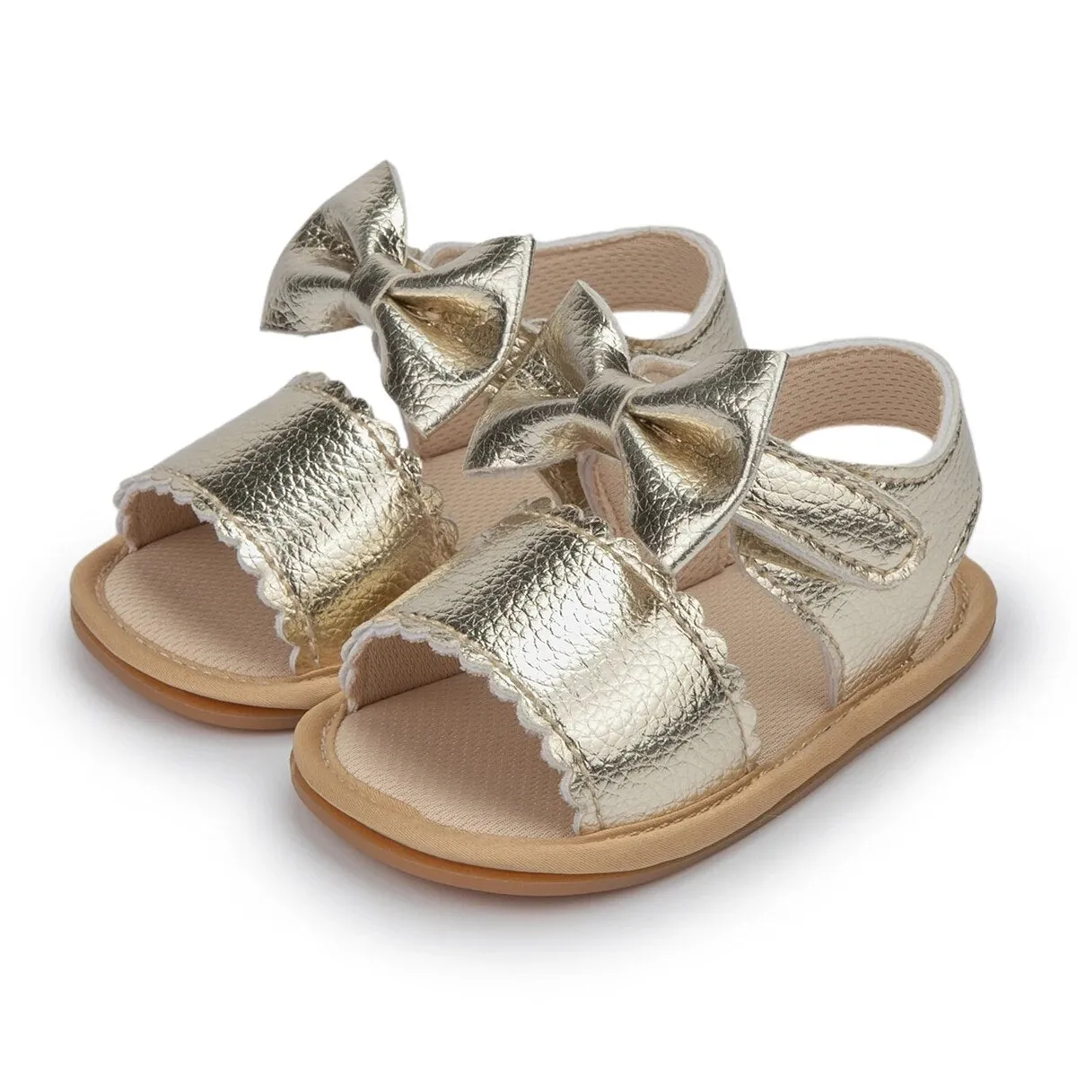 Infant Baby Shoes Girl Shoes New Summer Girl Sandals PU Leather Bowknot Rubber Sole Anti-Slip Newborn First Walker Crib Shoes - BGSD50780