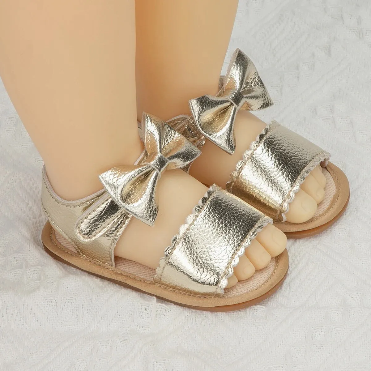 Infant Baby Shoes Girl Shoes New Summer Girl Sandals PU Leather Bowknot Rubber Sole Anti-Slip Newborn First Walker Crib Shoes - BGSD50780