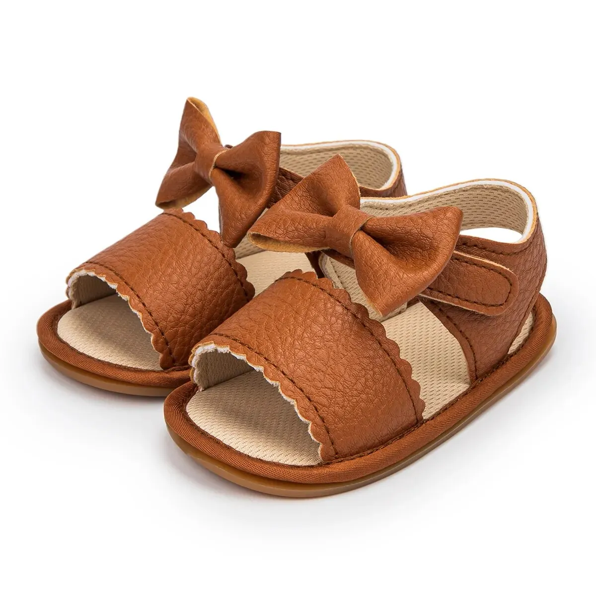 Infant Baby Shoes Girl Shoes New Summer Girl Sandals PU Leather Bowknot Rubber Sole Anti-Slip Newborn First Walker Crib Shoes - BGSD50780