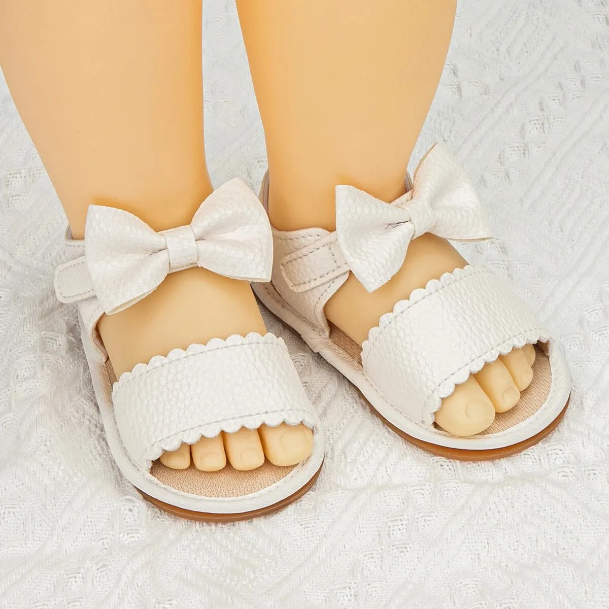 Infant Baby Shoes Girl Shoes New Summer Girl Sandals PU Leather Bowknot Rubber Sole Anti-Slip Newborn First Walker Crib Shoes - BGSD50780