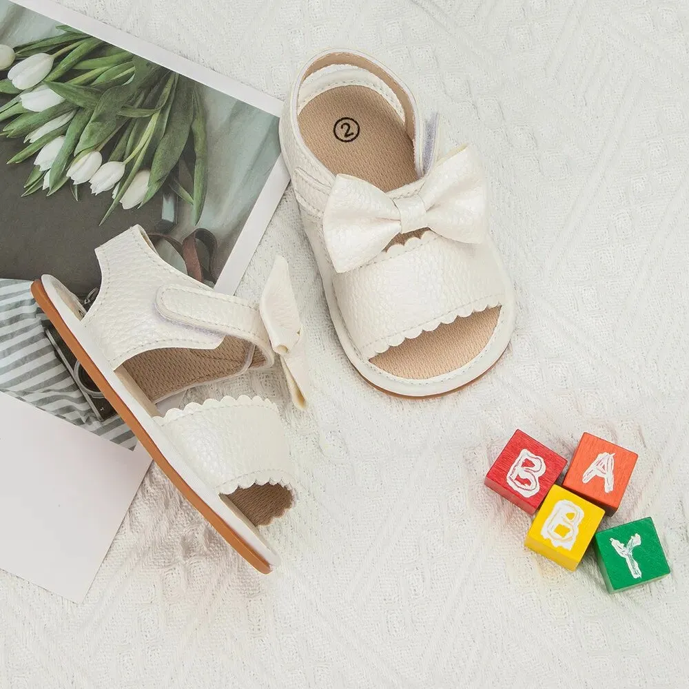 Infant Baby Shoes Girl Shoes New Summer Girl Sandals PU Leather Bowknot Rubber Sole Anti-Slip Newborn First Walker Crib Shoes - BGSD50780
