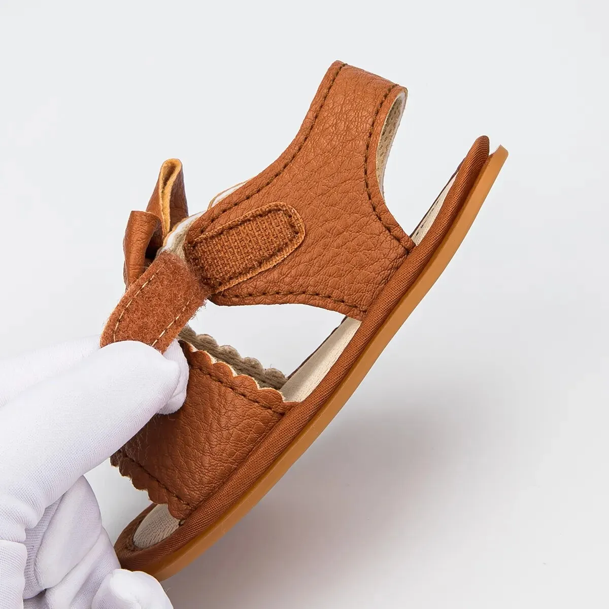 Infant Baby Shoes Girl Shoes New Summer Girl Sandals PU Leather Bowknot Rubber Sole Anti-Slip Newborn First Walker Crib Shoes - BGSD50780