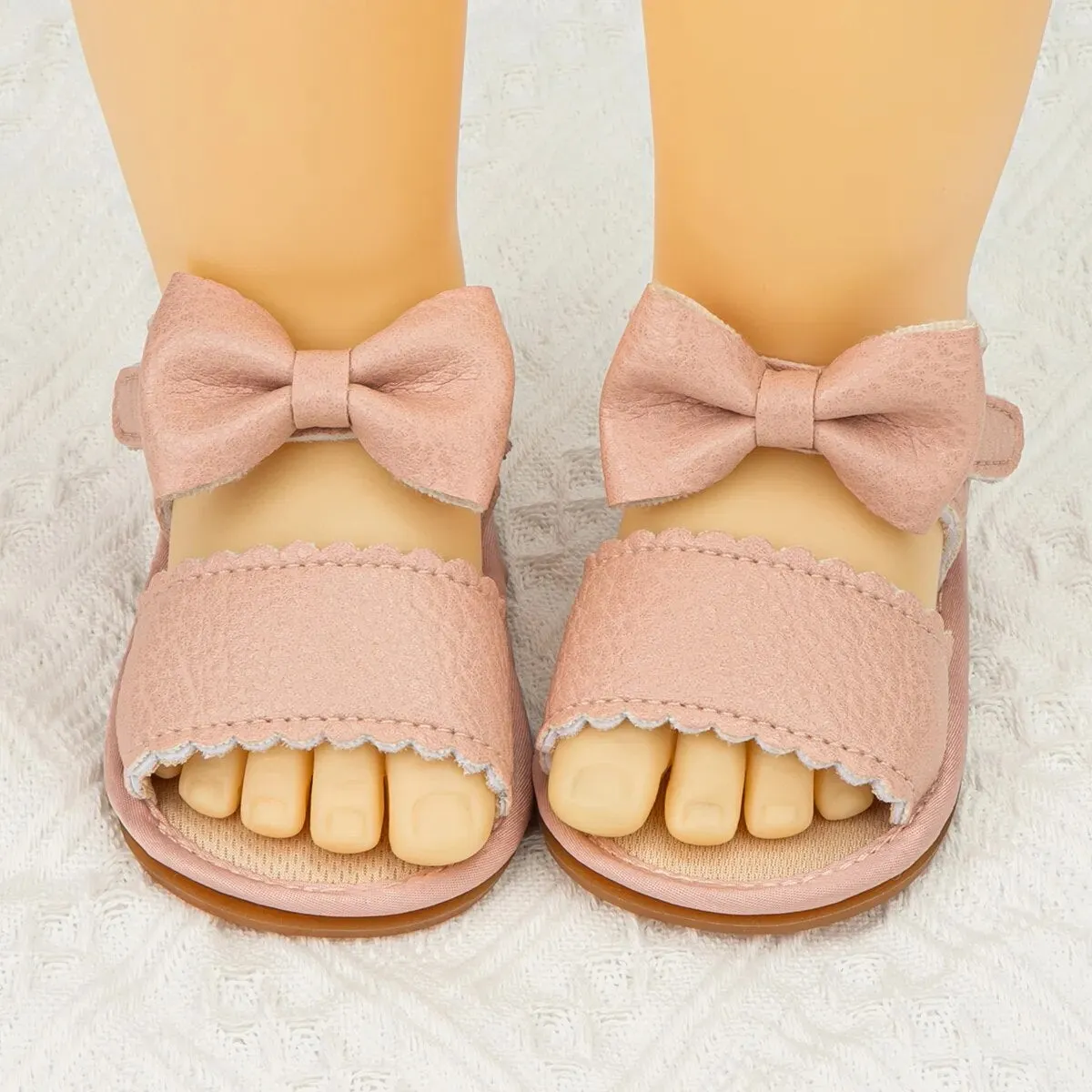 Infant Baby Shoes Girl Shoes New Summer Girl Sandals PU Leather Bowknot Rubber Sole Anti-Slip Newborn First Walker Crib Shoes - BGSD50780