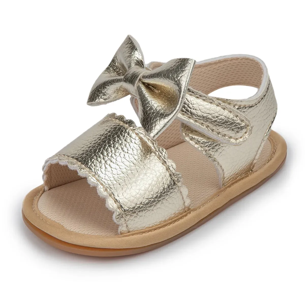Infant Baby Shoes Girl Shoes New Summer Girl Sandals PU Leather Bowknot Rubber Sole Anti-Slip Newborn First Walker Crib Shoes - BGSD50780