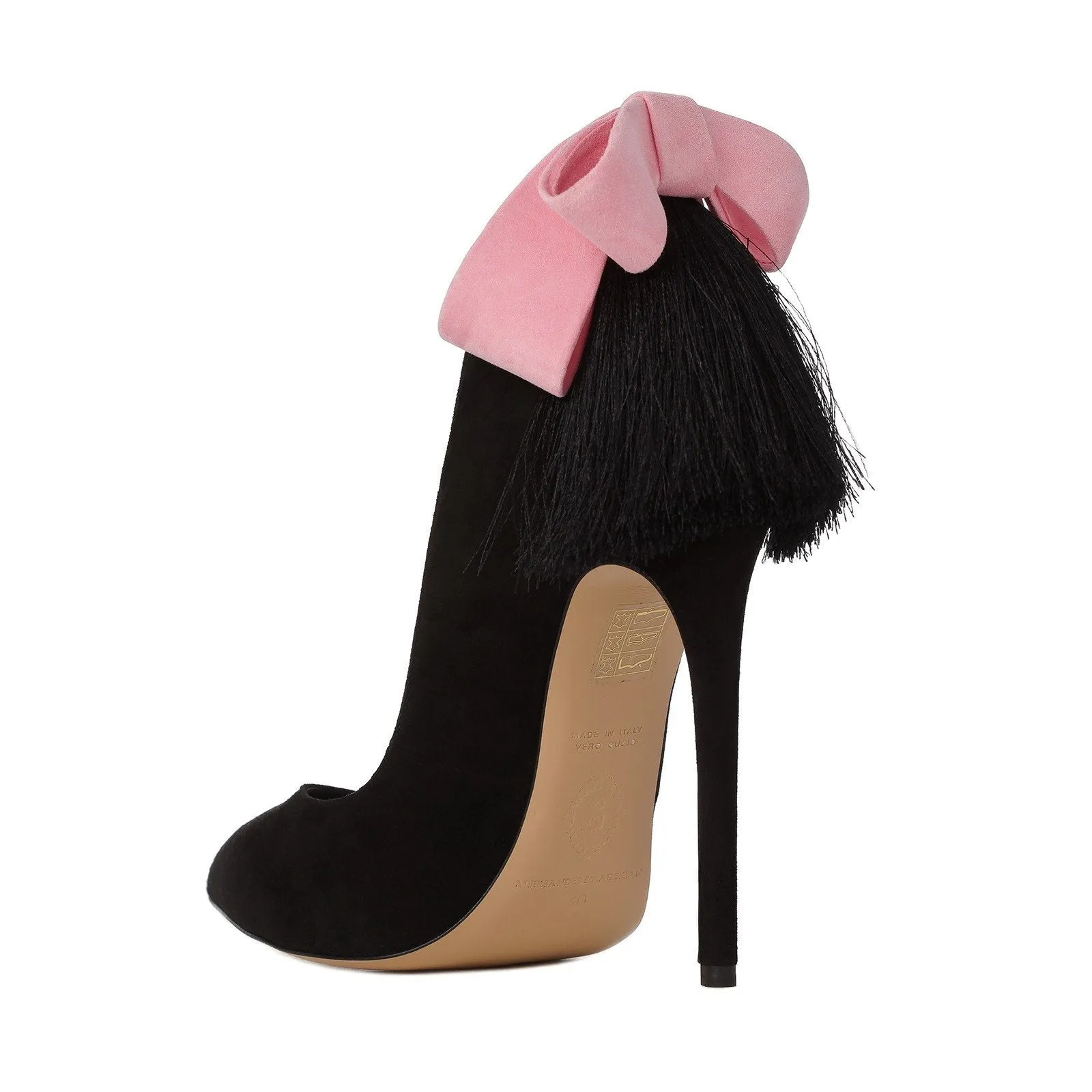 IZO BOW PUMP (PINK BOW WITH BLACK FRINGE)