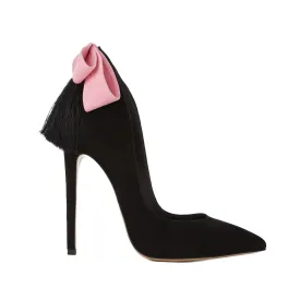 IZO BOW PUMP (PINK BOW WITH BLACK FRINGE)