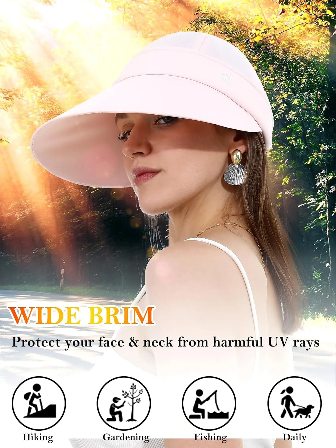 LA CARRIE Women Sun Hats Detachable Wide Brim UV Protection UPF 50  Summer Beach Visor for Outdoor Sports