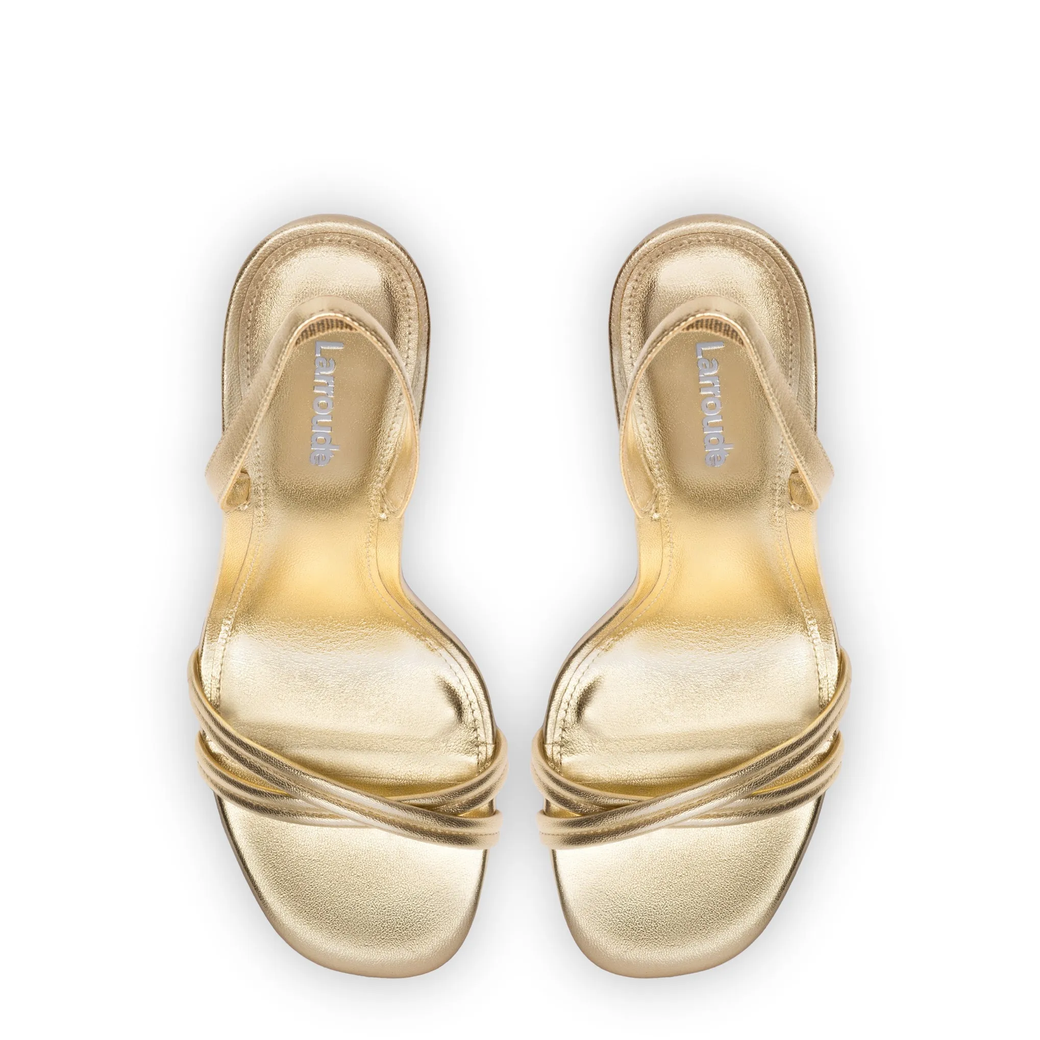 Larroude Annie Sandal In Gold Metallic Leather