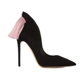 LOUISA PUMPS BLACK WITH PINK FRINGE
