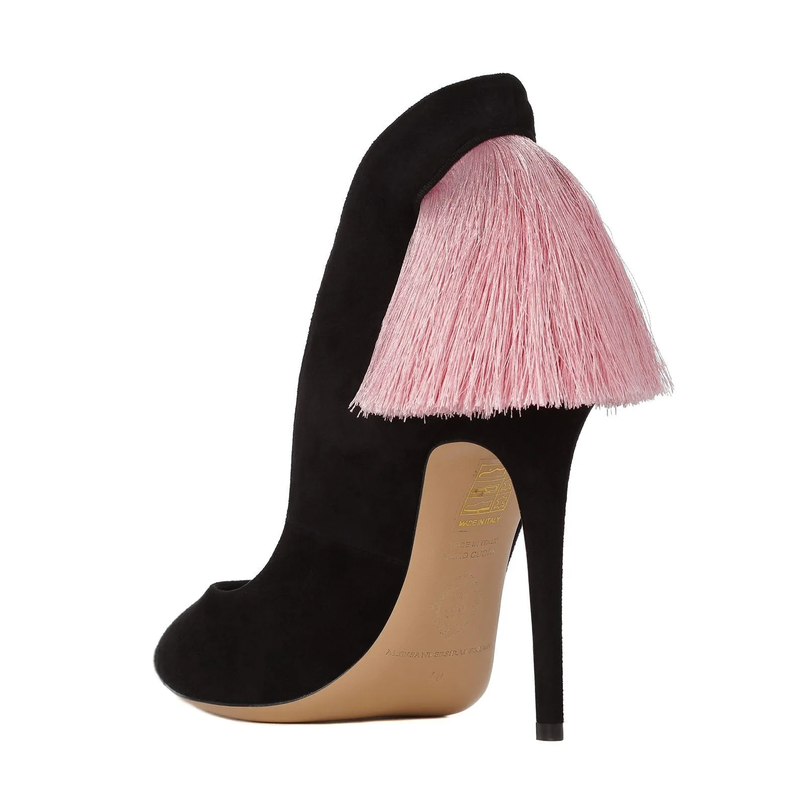 LOUISA PUMPS BLACK WITH PINK FRINGE