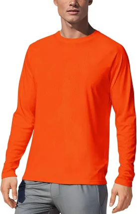 Men's UPF 50  Long Sleeve Tee Shirts UV Sun Protection Quick Dry Tee Shirt Swim Athletic Running Workout