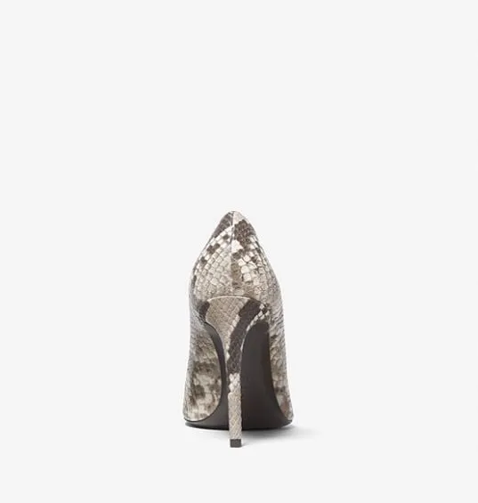 Michael Kors Gretel Python Embossed Leather Shoes, White/Grey