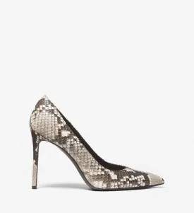 Michael Kors Gretel Python Embossed Leather Shoes, White/Grey