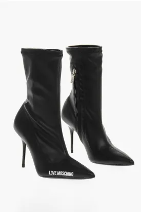 Moschino LOVE Faux Leather Point Toe Booties with Zip Closure Heel