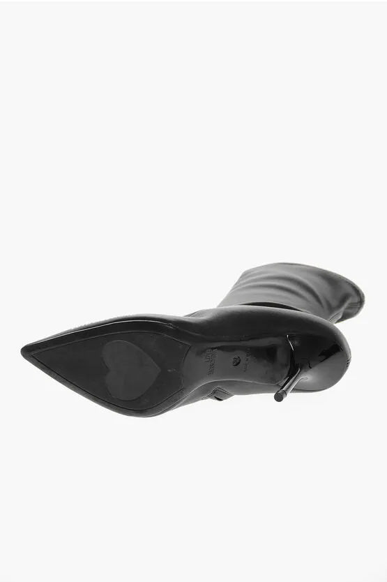 Moschino LOVE Faux Leather Point Toe Booties with Zip Closure Heel