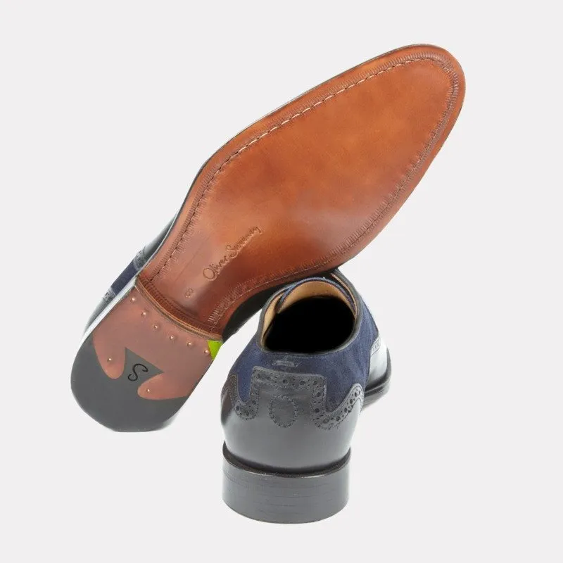 Oliver Sweeney Tondela Leather & Suede Brogue - Navy
