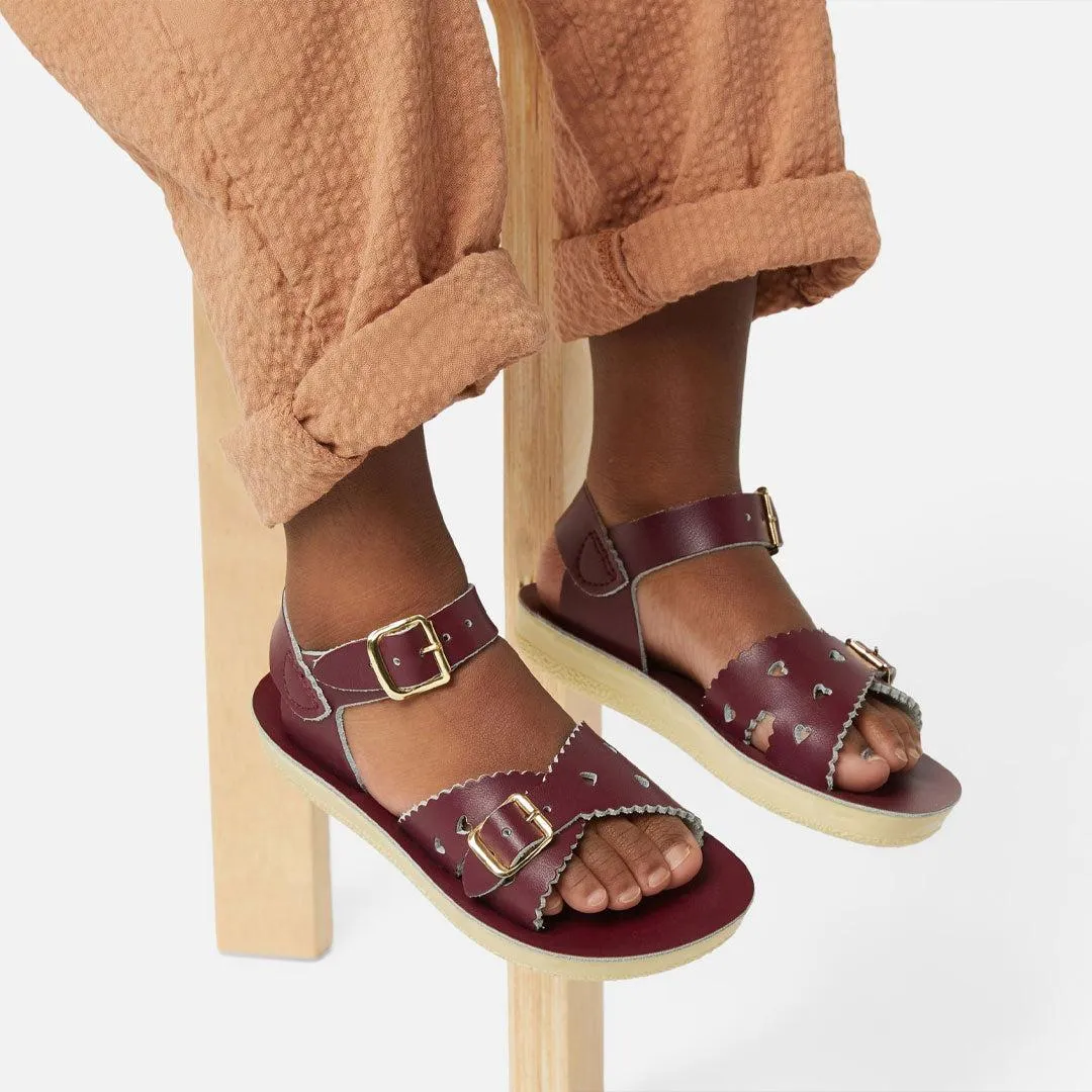 Outlet - Salt-Water Sun-San Kids Sandals - Sweetheart - Claret