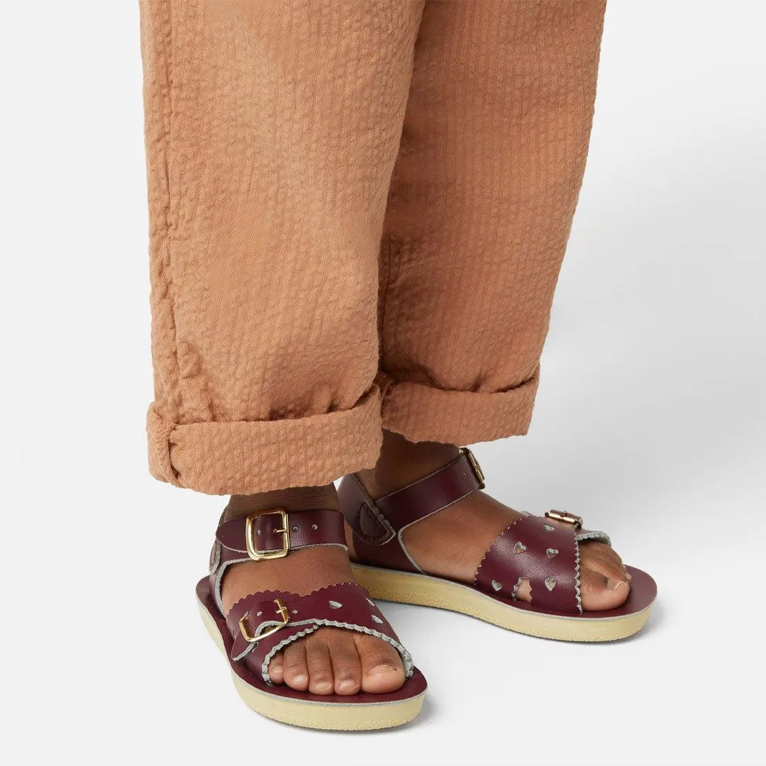 Outlet - Salt-Water Sun-San Kids Sandals - Sweetheart - Claret