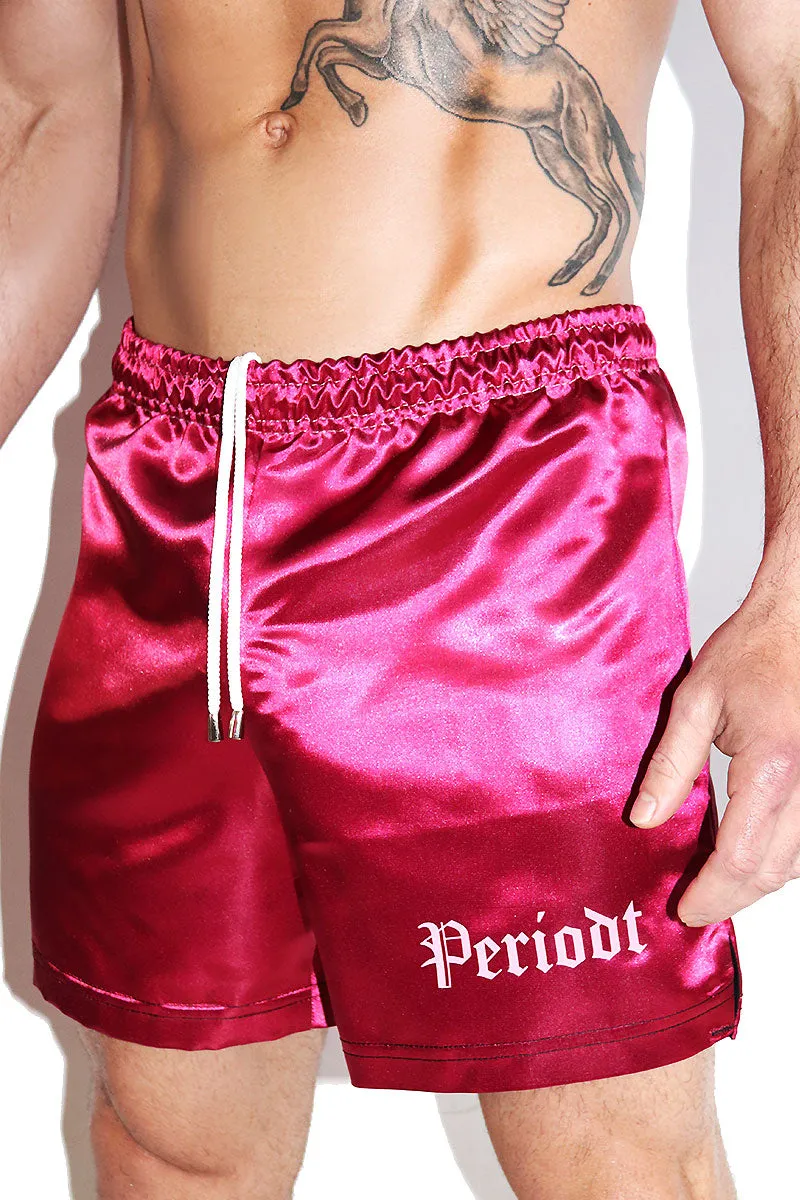 Periodt Satin Athletic Shorts-Pink