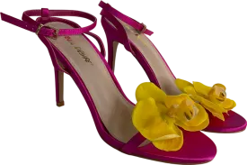 Public Desire Pink Mica Fuchsia & Yellow Orchid Barely There Round Toe Stiletto UK 5 EU 38 👠