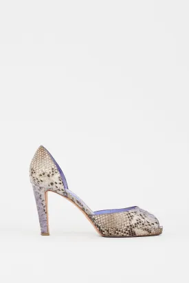 Purple & Grey Embossed Leather D'orsay Pump
