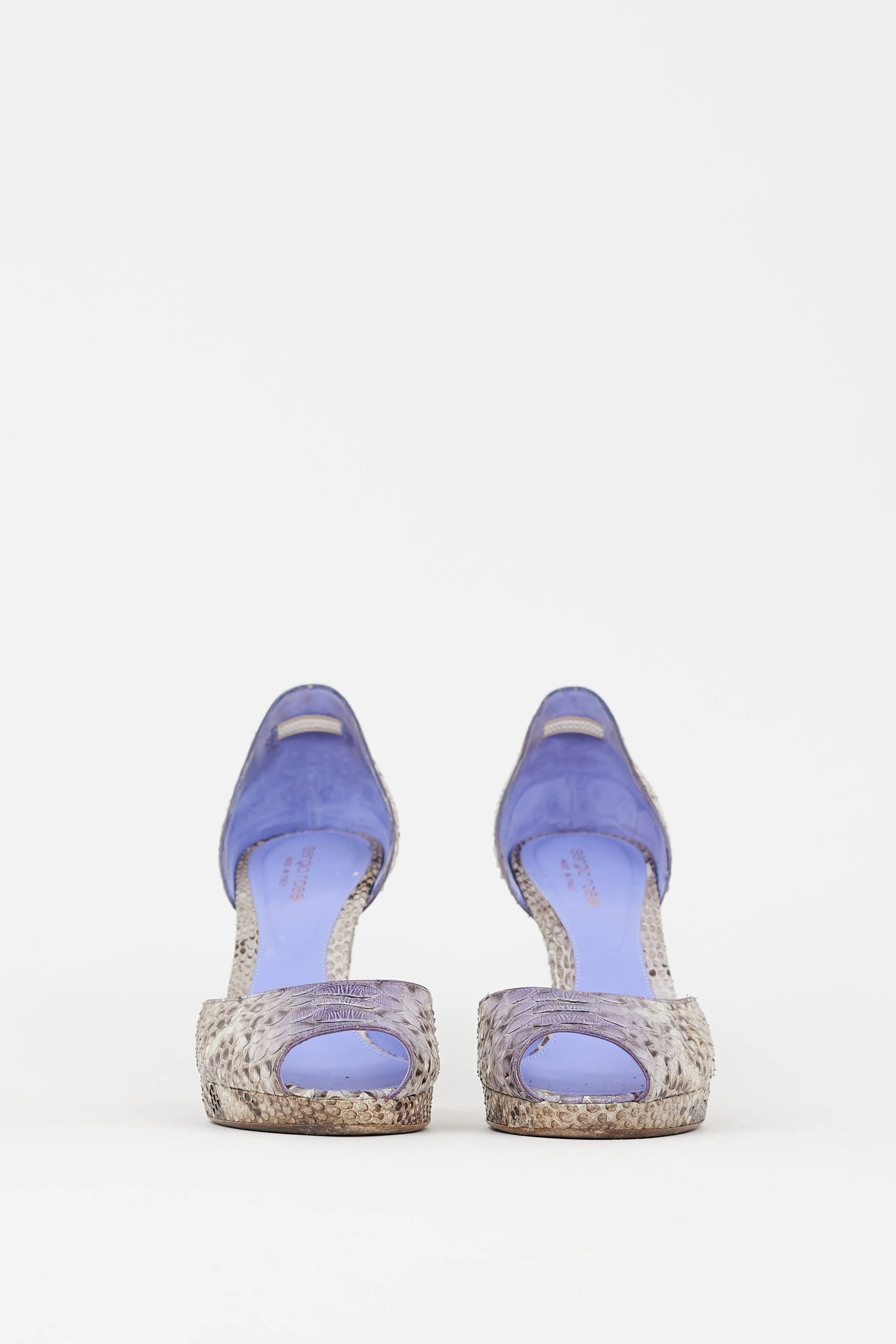 Purple & Grey Embossed Leather D'orsay Pump