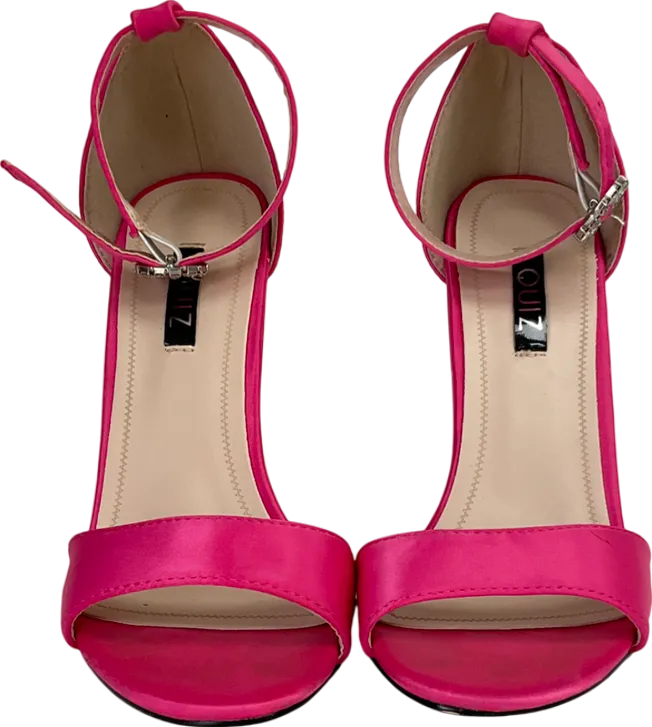QUIZ Hot Pink Satin Diamanté Stiletto Heels UK 4 EU 37 👠
