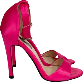 QUIZ Hot Pink Satin Diamanté Stiletto Heels UK 4 EU 37 👠