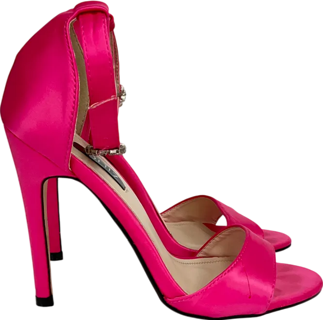 QUIZ Hot Pink Satin Diamanté Stiletto Heels UK 4 EU 37 👠