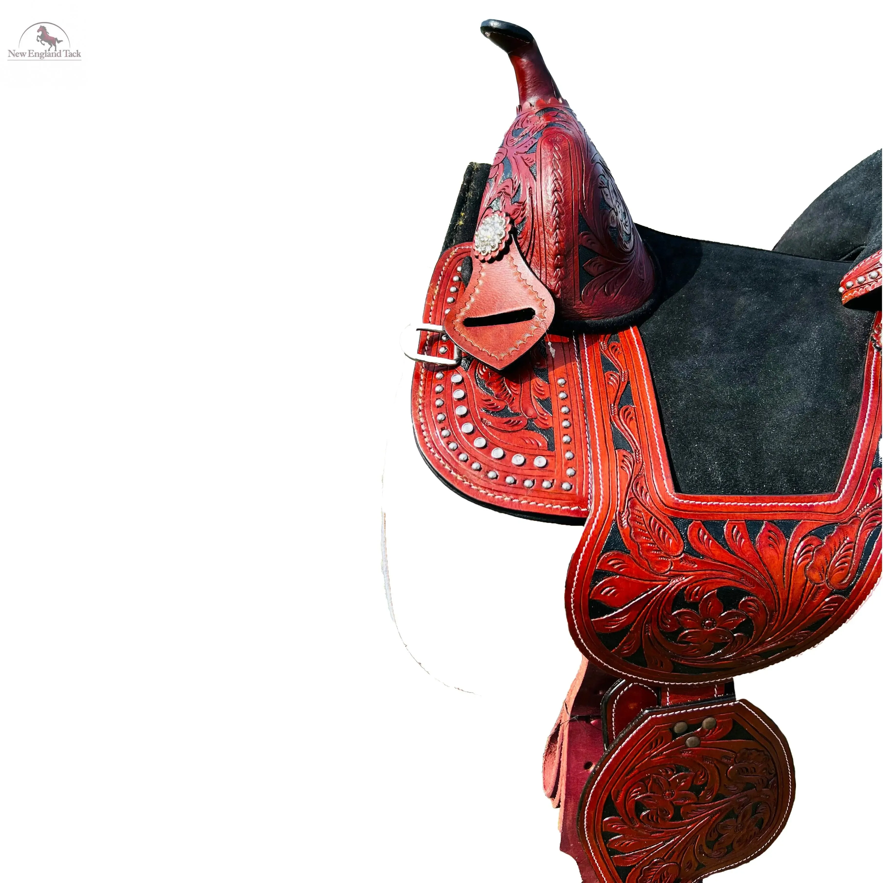 Resistance Adults Western Pleasure Trail Treeless Leather Horse Saddle Rawhide Cantle
