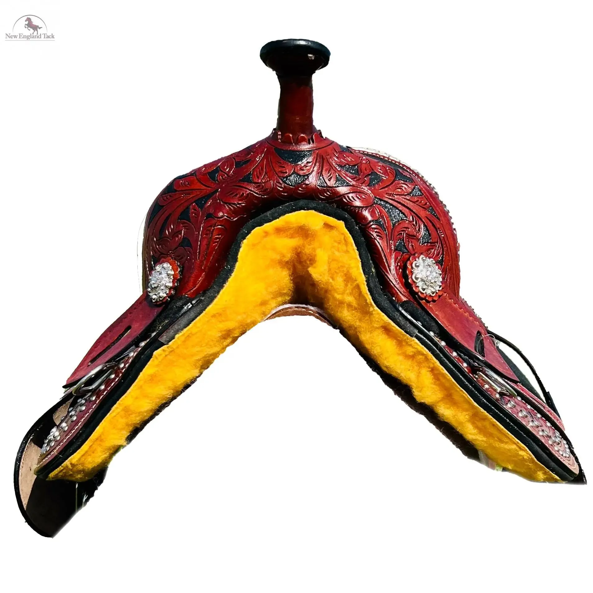 Resistance Adults Western Pleasure Trail Treeless Leather Horse Saddle Rawhide Cantle