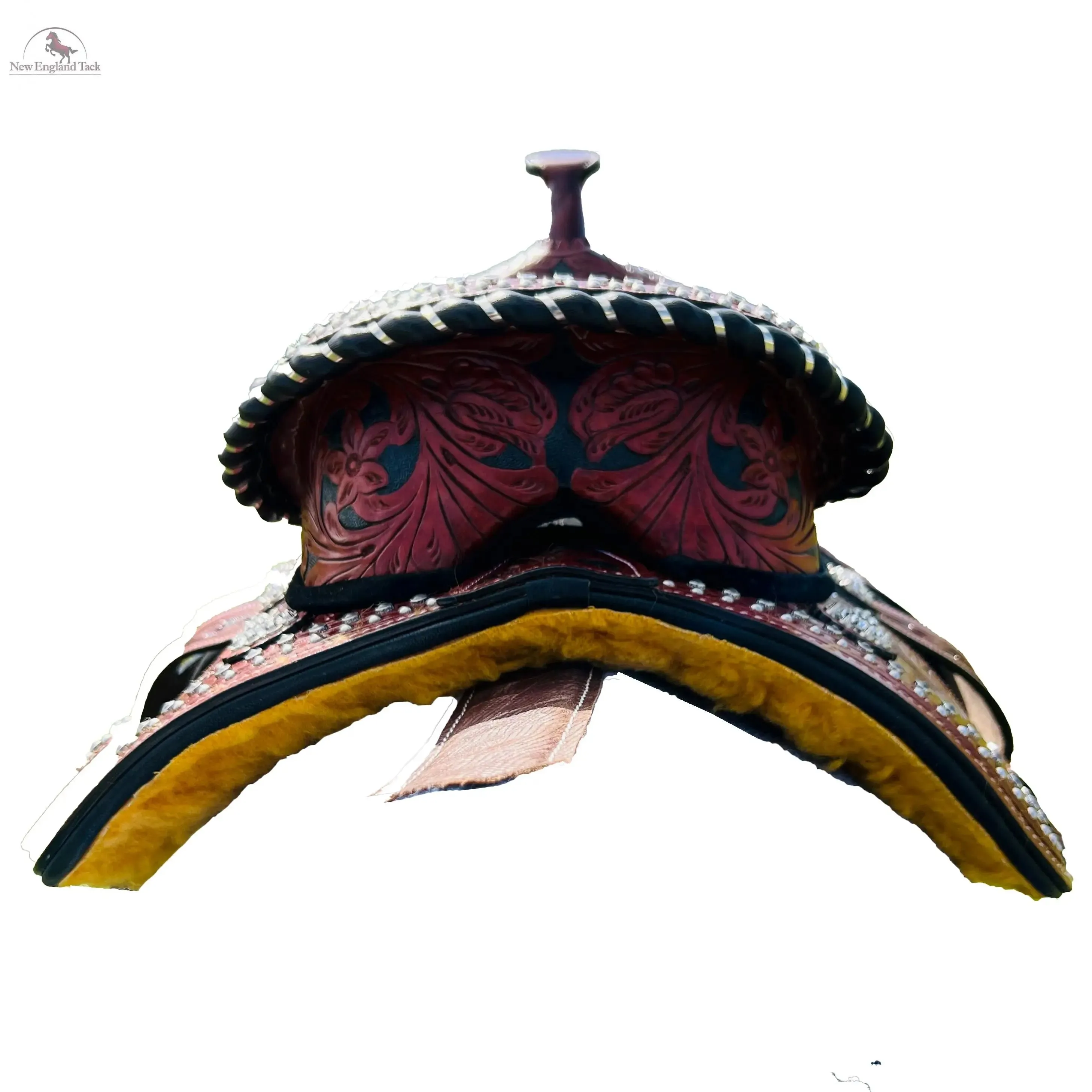Resistance Adults Western Pleasure Trail Treeless Leather Horse Saddle Rawhide Cantle