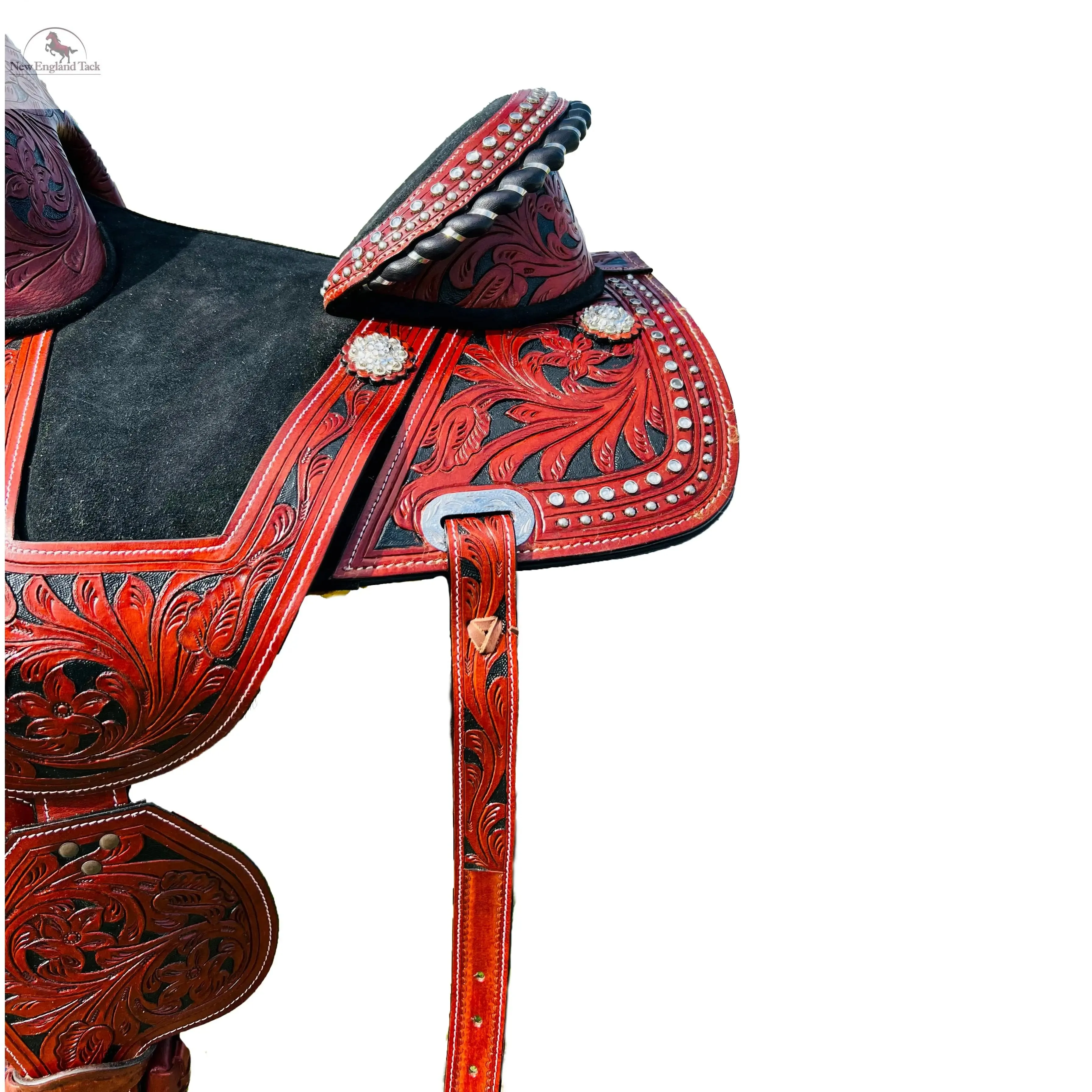 Resistance Adults Western Pleasure Trail Treeless Leather Horse Saddle Rawhide Cantle