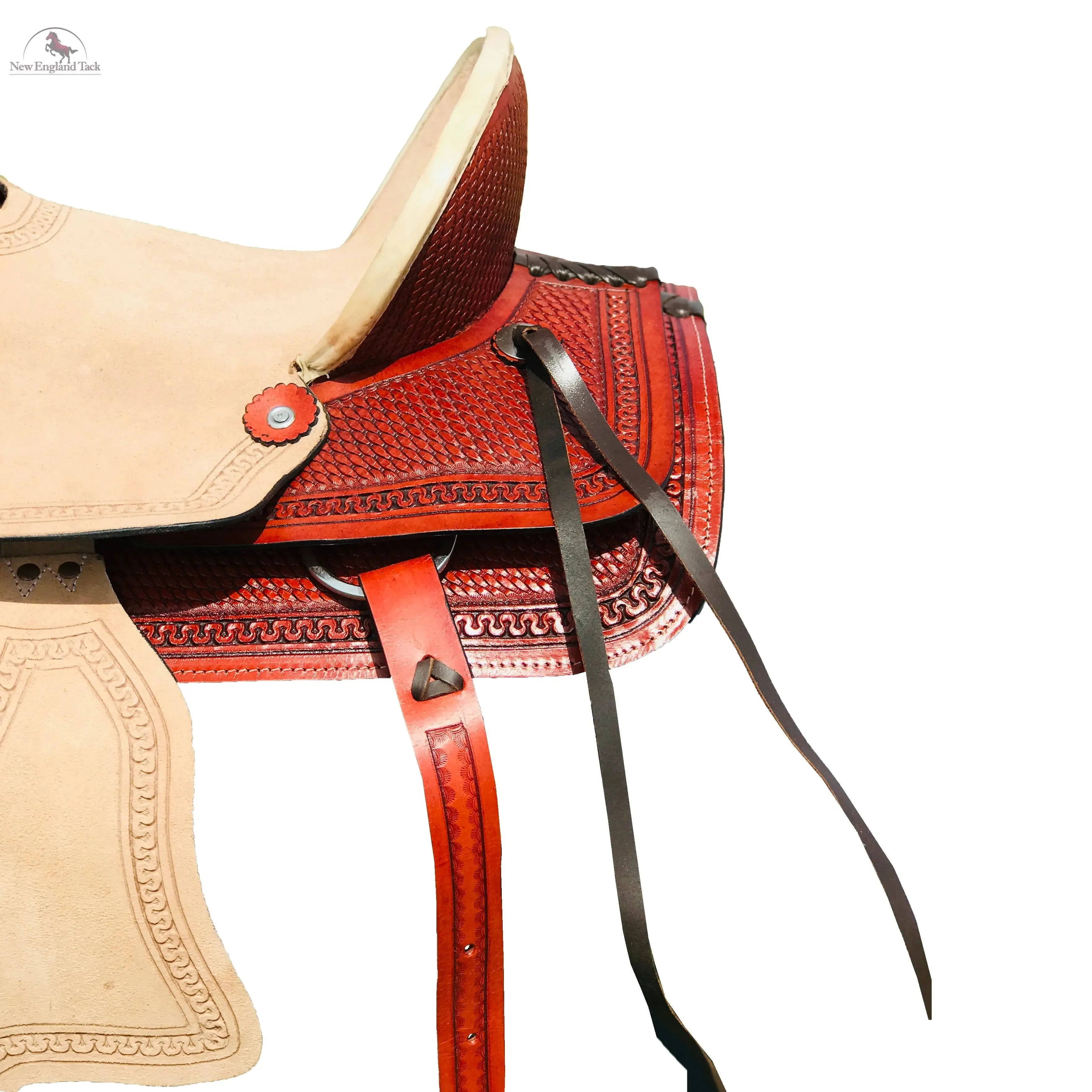 Resistance Youth Double Skirt Basket Weave Tooled Ranch Saddle With Rough Out Seat And Fender