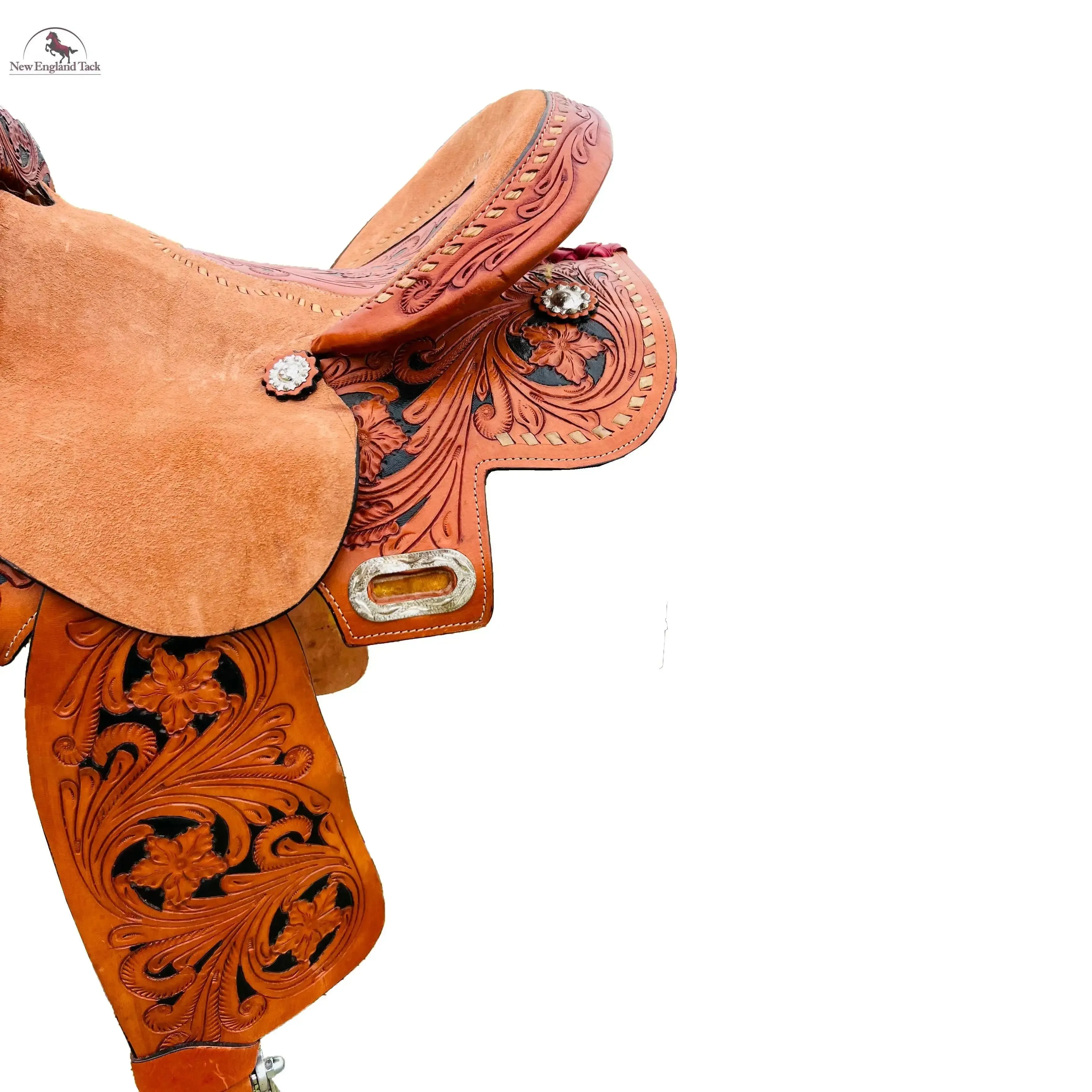 Resistance Youth Western Floral Tooled Leather Hard Seat Saddle